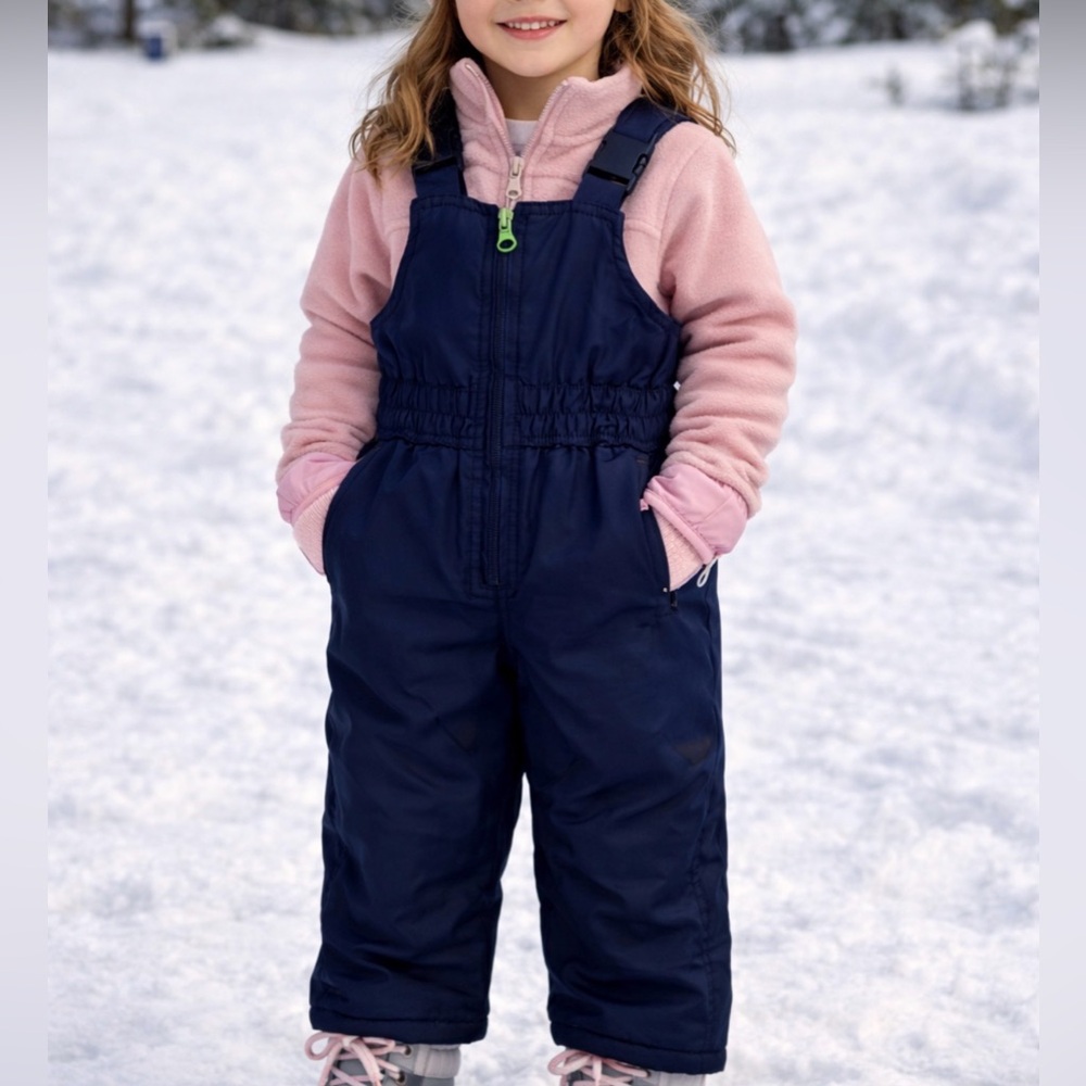 Athletic Works Girls Snow Bib 3T Navy Insulated Winter Ski